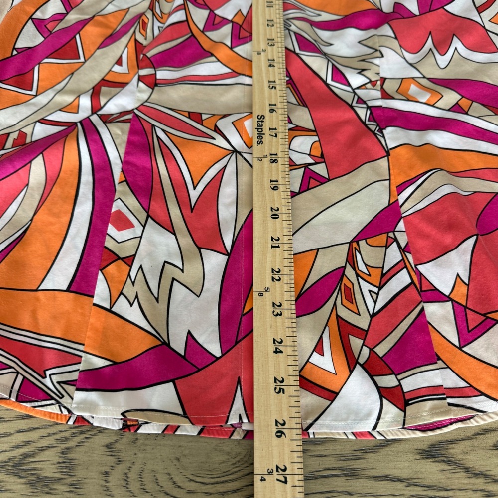 Chicos No-Iron Abstract Geometric Button Down Shirt Pink Orange 3/4 Sleeve 3 XL - Picture 9 of 12